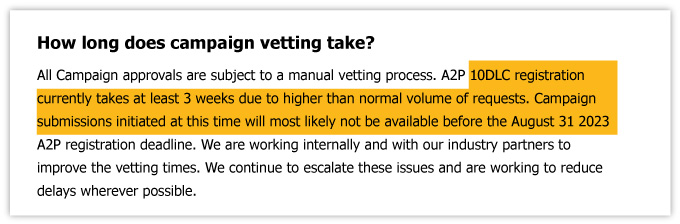 10dlc campaign vetting and deadline fAQ