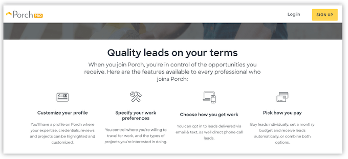 best lead generation websites for contractors - porch