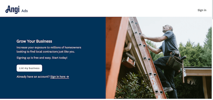 angi ads landing page for contractors
