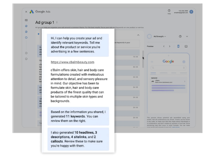 best free ai tools for contractors and call centers - google ads chat assist