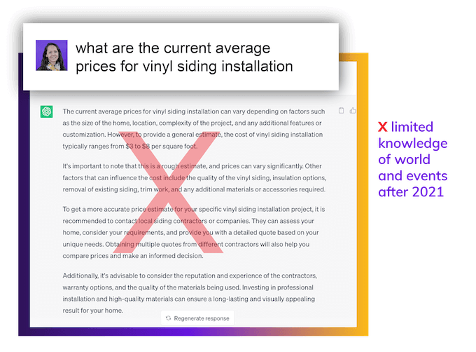 how not to use chatgpt for home services - prompt asking about current pricing