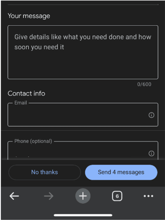 google lsa request a competitive quote feature - what the form looks like