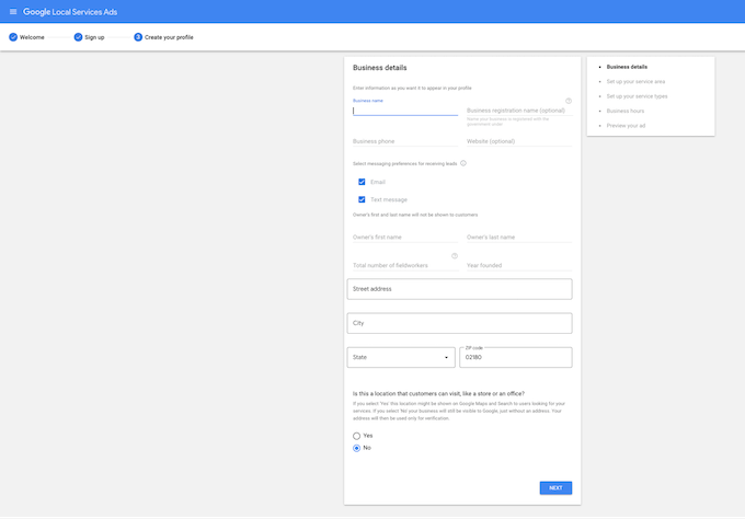 details for signing up for an lsa