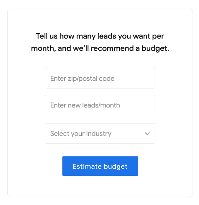 google lsa interactive calculator