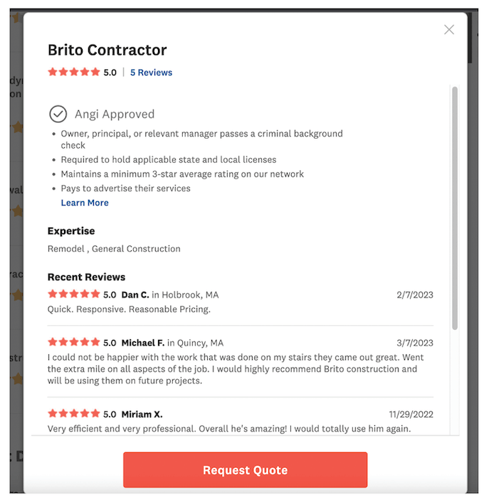 angie's list for contractors - an angi listing example