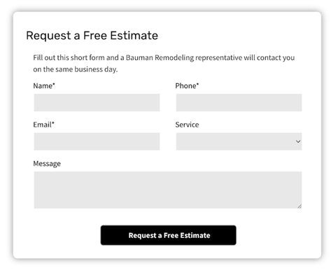 how to generate leads to your home improvement business - example of lead capture form