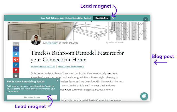how to generate leads to your home improvement business - blog post example with lead magnets