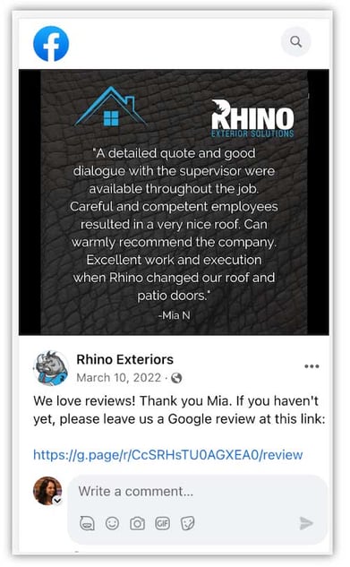 how to get more google reviews - google reviews in a facebook post