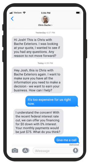 how to increase revenue for contractors - example of getting a response and handling the objection