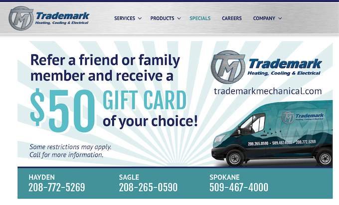 how to increase revenue for contractors - referral promotion example for home improvement business