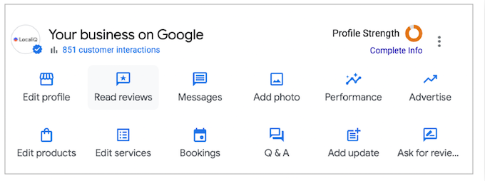 how to respond to google reviews - business profile management tabs