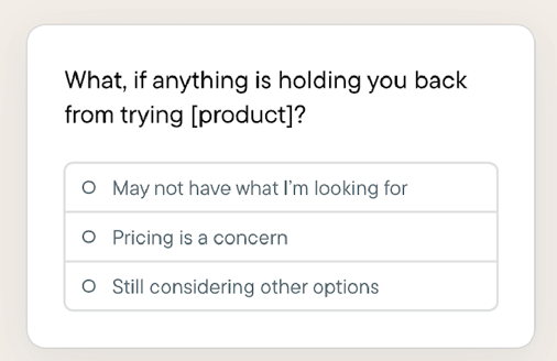 how to use AI for sales - example of website feedback to surface objections