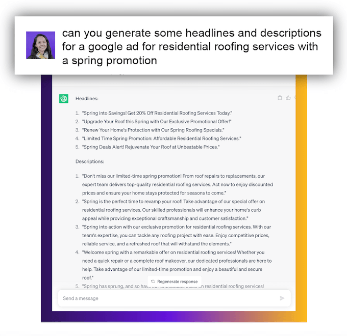 how to use chatgpt for home improvement businesses - ad copy prompt example