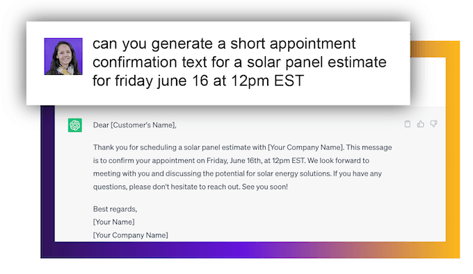 how to use chatgpt for home improvement businesses - appointment confirmation text prompt