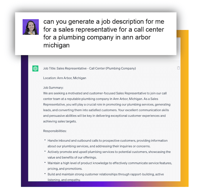 how to use chatgpt for home improvement - sales rep job description prompt