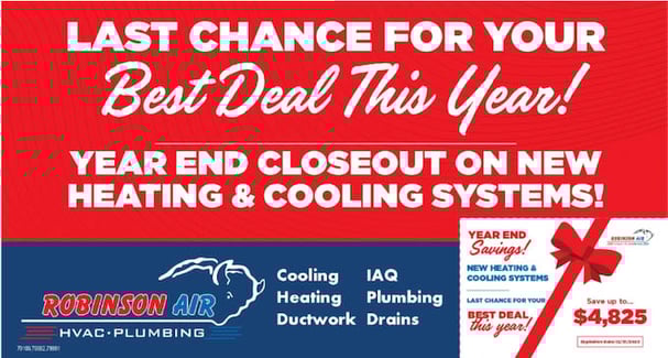 hvac holiday marketing ideas - year-end closeout sale