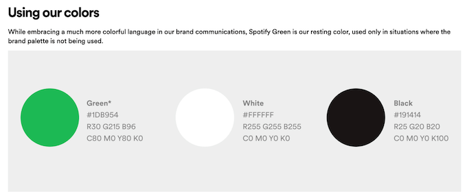 Spotify brand color example