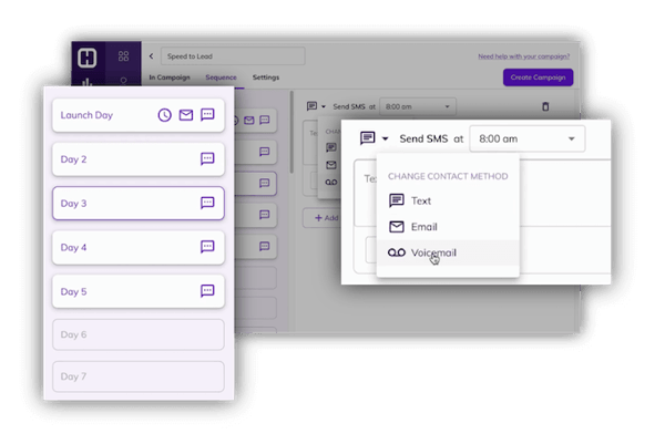 hatch speed to lead campaign sequence setup