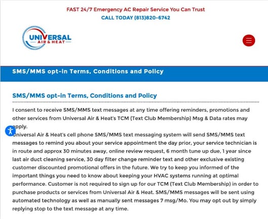 10dlc tcpa checklist - SMS terms and conditions checklist